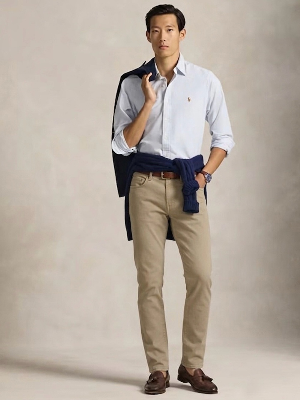Massimo Dutti premium slim straight fit Jeans in Beige